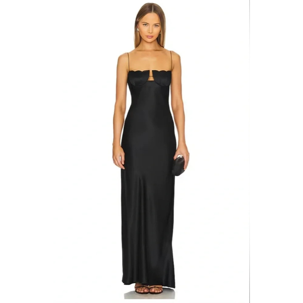 Anna October Tulip Maxi Dress in Black XSmall Womens Satin Gown Size S